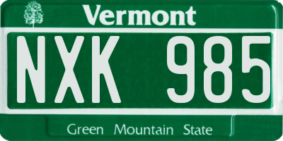 VT license plate NXK985