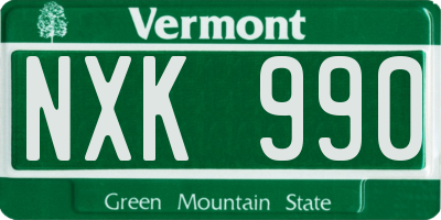 VT license plate NXK990