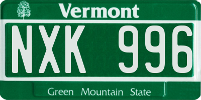 VT license plate NXK996