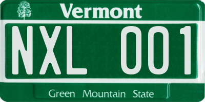 VT license plate NXL001