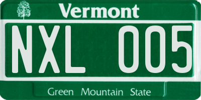 VT license plate NXL005
