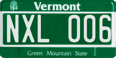 VT license plate NXL006