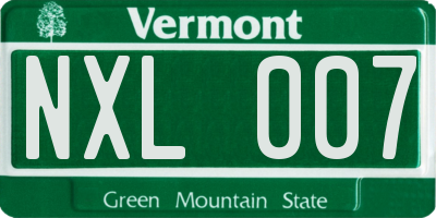 VT license plate NXL007