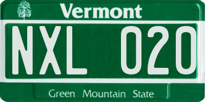 VT license plate NXL020