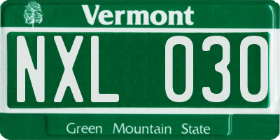 VT license plate NXL030