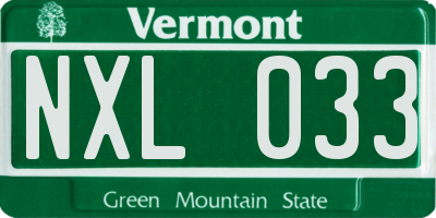 VT license plate NXL033
