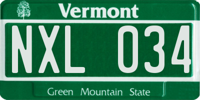 VT license plate NXL034