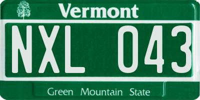 VT license plate NXL043