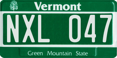 VT license plate NXL047