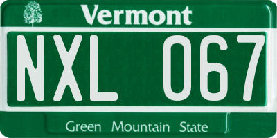 VT license plate NXL067