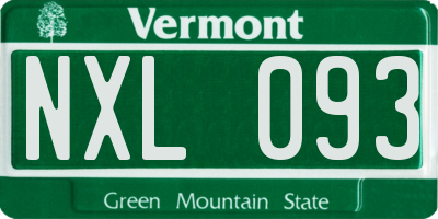 VT license plate NXL093