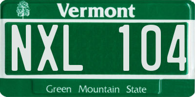 VT license plate NXL104