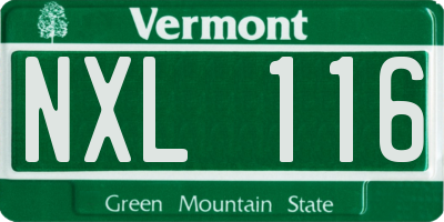 VT license plate NXL116