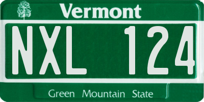VT license plate NXL124