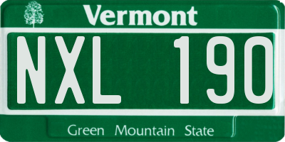 VT license plate NXL190