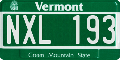 VT license plate NXL193