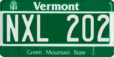 VT license plate NXL202