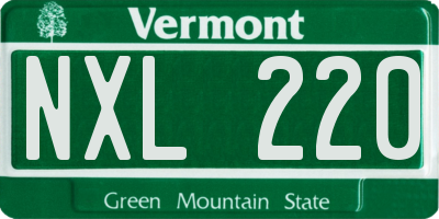 VT license plate NXL220