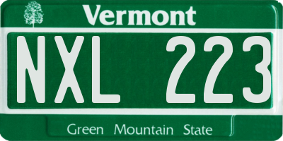 VT license plate NXL223