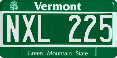 VT license plate NXL225