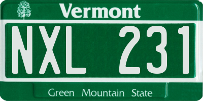 VT license plate NXL231