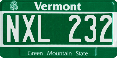 VT license plate NXL232