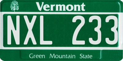 VT license plate NXL233