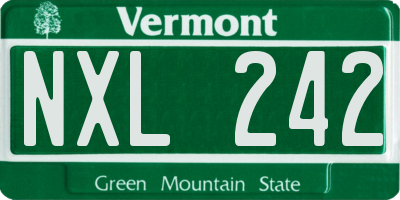 VT license plate NXL242