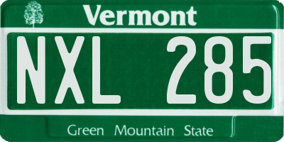 VT license plate NXL285