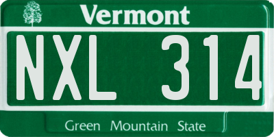 VT license plate NXL314