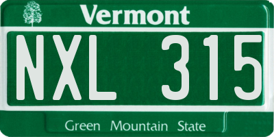 VT license plate NXL315