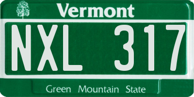 VT license plate NXL317
