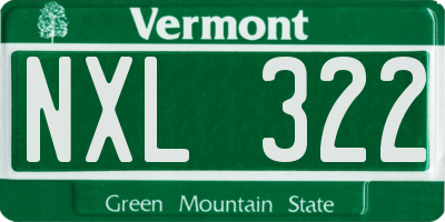 VT license plate NXL322
