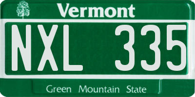 VT license plate NXL335