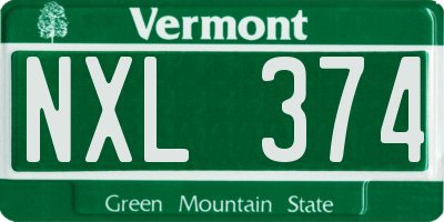 VT license plate NXL374