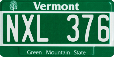 VT license plate NXL376