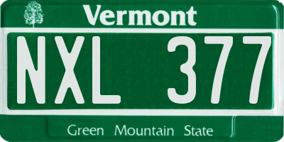 VT license plate NXL377