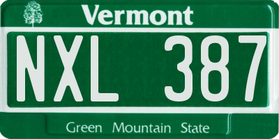 VT license plate NXL387