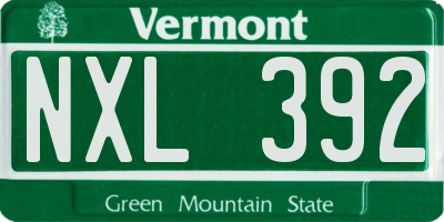 VT license plate NXL392