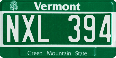 VT license plate NXL394