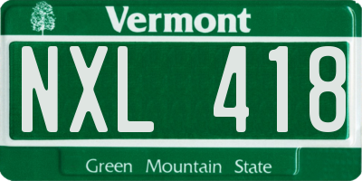 VT license plate NXL418