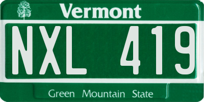 VT license plate NXL419