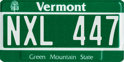 VT license plate NXL447