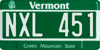 VT license plate NXL451