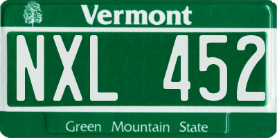 VT license plate NXL452