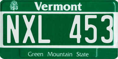 VT license plate NXL453