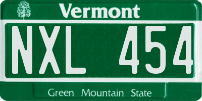VT license plate NXL454