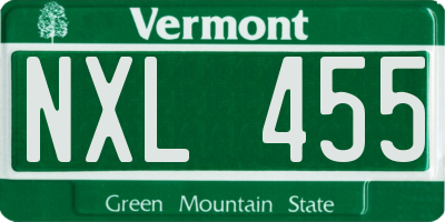 VT license plate NXL455