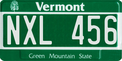 VT license plate NXL456