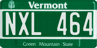 VT license plate NXL464